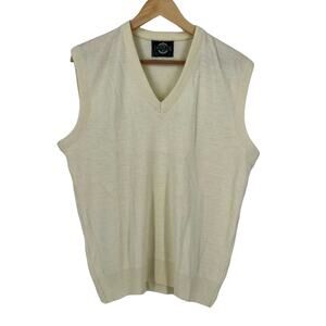 Jantzen Mens Ivory Vest Knit‎ V Neck Size L Vintage